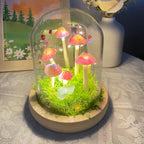 Handmade LED Mushroom Lamp with Wooden Base, Warm Glow Night Light for Bedroom and Living Room, 12 cm Height