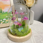 Handmade LED Mushroom Lamp with Wooden Base, Warm Glow Night Light for Bedroom and Living Room, 12 cm Height