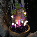 Amethyst Crystal Mushroom Lamp Handmade Purple LED Night Light Wooden Base Glass Dome Home Decor