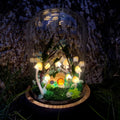 Mushroom Lamp LED Night Light with Wooden Base Glass Dome Cloud Cottage Design 17x12x12 cm
