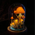 Ocean Fairy Night Light with Mushroom Lamp and Miniature Fairy, Wooden Base and Glass Dome, Standard or Large Size