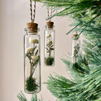 Miniature Mushroom Terrarium Glass Ornament with Dried Florals and Mosses, 3.35 Inch