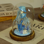 Blue Jellyfish Lamp Ocean Night Light Glass Dome Coral Pearl Decor 17 cm