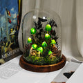 Green Mushroom LED Night Light, Hand-Sculpted Glowing Lamp with Natural Moss, Battery or USB Powered, 16x10x10 cm