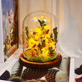 Mushroom Lamp with Dried Flowers, LED Night Light, Handmade Home Decor, Battery or USB Powered, 16 cm
