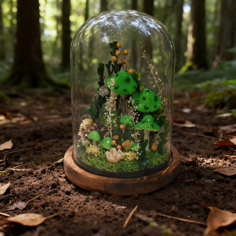 Green Mushroom Lamp, LED Desk Lamp with Matte Shell, 6.3 Inch Height, 2200K Warm Light, Bedroom Decor