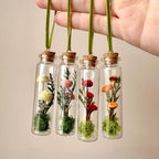 Miniature Mushroom Terrarium Glass Ornament with Dried Florals and Mosses, 3.35 Inch