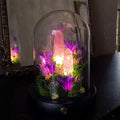 Amethyst Crystal Night Light with Purple Flower Lamp and Glowing Crystal Tower, Handmade Table Lamp for Home Decor