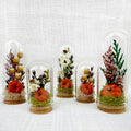 Dried Floral Glass Cloche Terrarium with Cork Base, Pumpkin Theme, 1.75" or 2.75" Tall