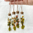 Mushroom Terrarium Glass Christmas Ornament with Real Dried Florals and Mosses