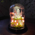 Crystal Mushroom Night Light with Wooden Base, Pink Glass Table Lamp, USB or Battery Powered, 17 cm