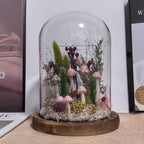 Mushroom Glass Dome Lamp – Handcrafted Forest Night Light, Pink, Small (3.94 x 3.94 x 6.3 in)