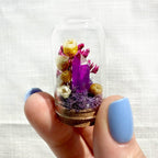 Crystal Terrarium Diorama with Dried Florals, Glass & Cork Jar, Desk Decor, 1.75" and 2.75" Sizes