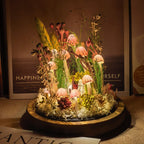 Mushroom Glass Dome Lamp – Handcrafted Forest Night Light, Pink, Small (3.94 x 3.94 x 6.3 in)