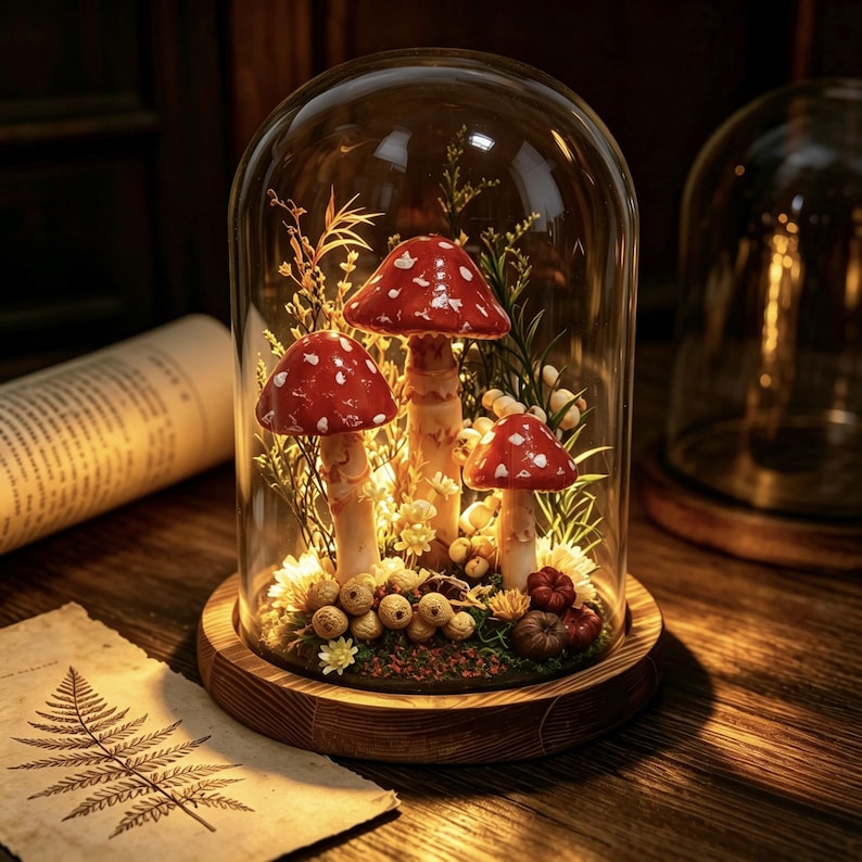 LED Mushroom Lamp, 6.3-Inch Height, 3.94-Inch Diameter, Matte Lampshade, 2200K Warm White, Black Switch, Home Decor Night Light