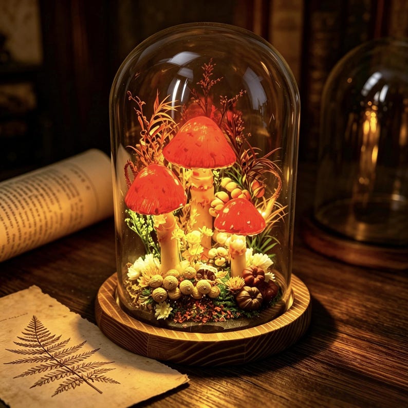 LED Mushroom Lamp, 6.3-Inch Height, 3.94-Inch Diameter, Matte Lampshade, 2200K Warm White, Black Switch, Home Decor Night Light
